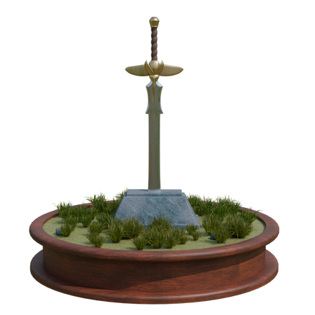 Model of a sword with a Hercules beetle themed rain-guard.